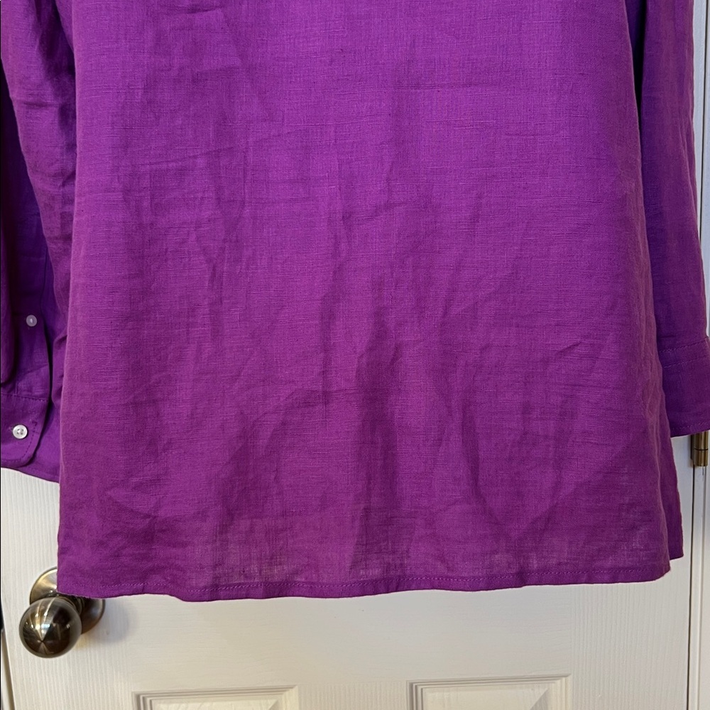 Ralph Lauren Women Violet Linen Split-Neck Tunic Top Sz 1X Quiet Luxury Vacation - Picture 10 of 12